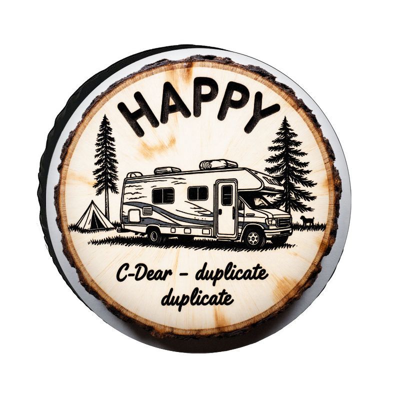 Outdoor Adventure And Travel - HAPPY RV Camping Theme Polyester Tire