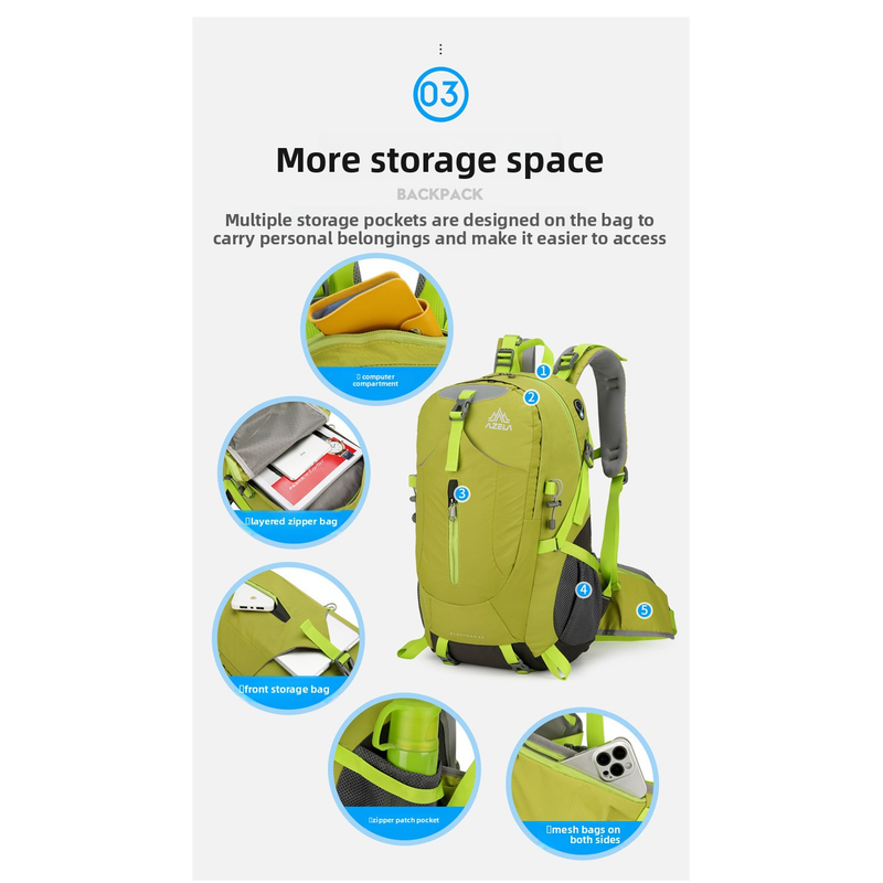 AZELA 36-55L Hiking Backpack L - Outdoor Adventure And Travel ulasan dan harga